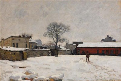Репродукция картины Сислей Альфред на холсте - Under the Snow - the Farmyard at Marly-le-Roi  				 - Под снегом: скотный двор в Марли-ле-Руа