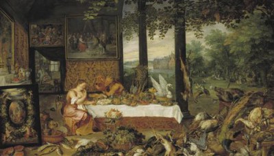Репродукция картины Старший Ян Брейгель на холсте - Аллегория пяти чувств. Вкус