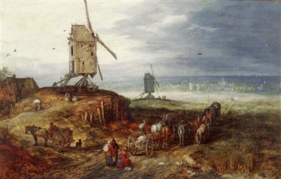Репродукция картины Старший Ян Брейгель на холсте - Пейзаж с мельницей