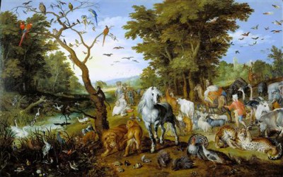 Репродукция картины Старший Ян Брейгель на холсте - Ной собирает животных для ковчега