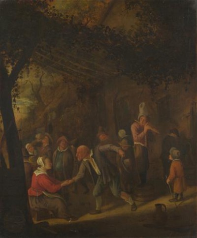 Репродукция картины Стен Ян на холсте - Peasants merry-making outside an Inn