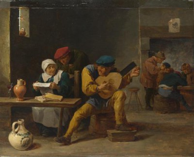 Репродукция картины Тениерс Младший Давид на холсте - Peasants making Music in an Inn