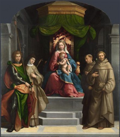Репродукция картины Тизи Бенвенуто на холсте - The Madonna and Child enthroned with Saints