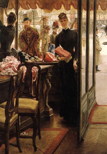 Репродукция картины Тиссо Жак Жозеф на холсте - The Shop Girl - The Milliner's Shop