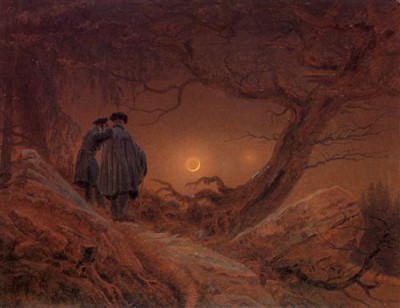 Репродукция картины Фридрих Каспар Давид на холсте - Zwei Manner in Betrachtung des Mondes
