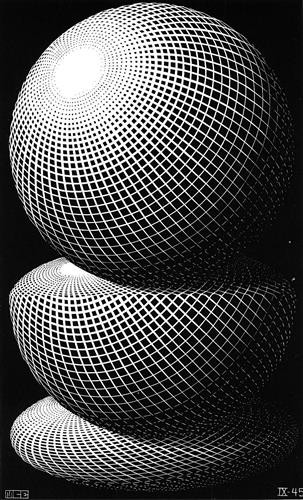Репродукция картины Эшер Мауриц Корнелис на холсте - Three spheres  				 - Три сферы