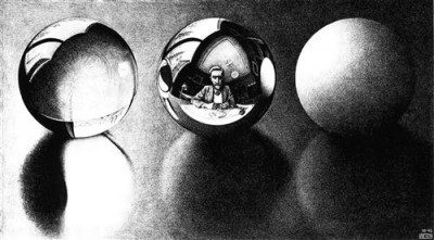 Репродукция картины Эшер Мауриц Корнелис на холсте - Three spheres II  				 - Три сферы II