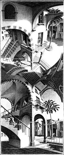 Репродукция картины Эшер Мауриц Корнелис на холсте - Top and bottom  				 - Вверху и внизу