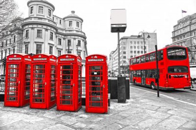 Постер Города и страны на холсте - london telephone  				 - Лондонская телефонная будка