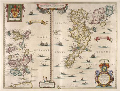 Постер Карты на холсте - Atlas of Scotland 1654 - ORCADVM ET SCHETLANDIÆ - Orkney and Shetland