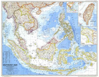 Постер Карты на холсте - Юго-Восточная Азия, 1968 год