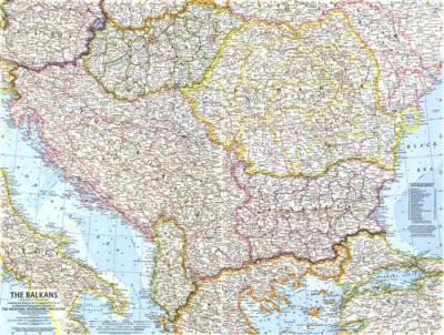 Постер Карты на холсте - Европа, Балканы, 1962 год