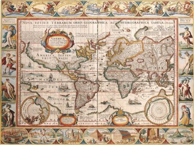 Постер Карты на холсте - Nove Totius Terrarum Orbis Geographica, 1606  				 - Карты